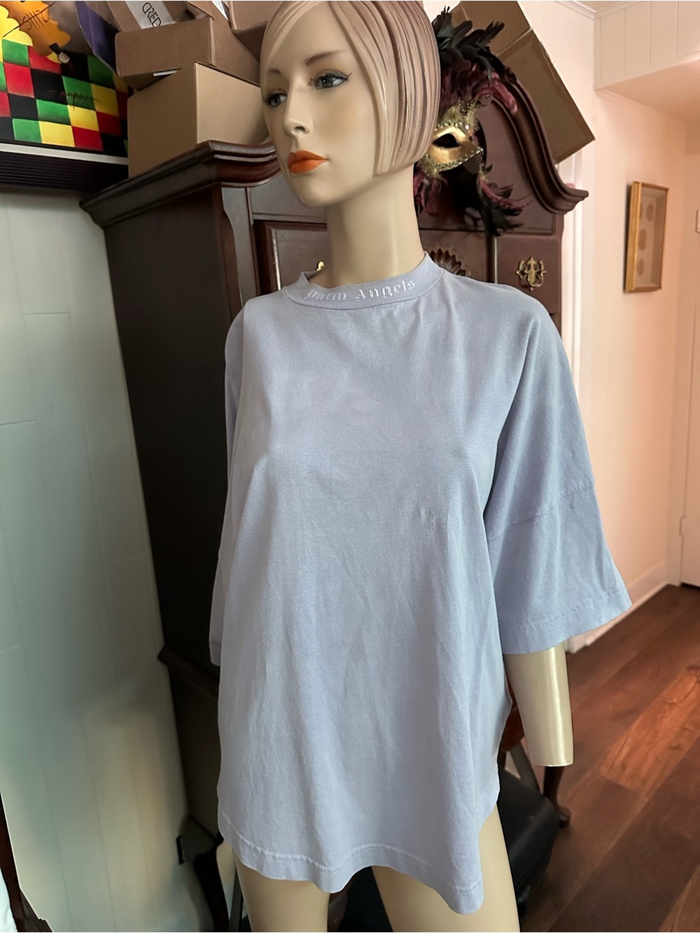 Palm Angels Light Lavender Short Sleeve Logo Tee